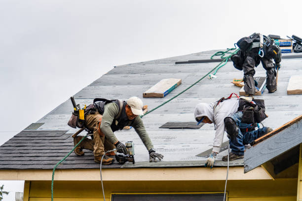 Professional Gutter Installation technician working in Pekin, ND